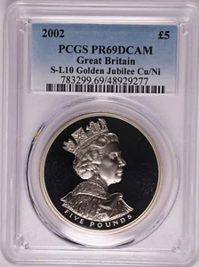 2002 Great Britain 5 Pounds Golden Jubilee Cu/Ni - PCGS PR 69 DCAM - Picture 1 of 4