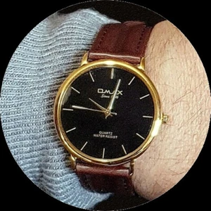 OMAX Classic Thin, Seiko Movt, Brown Leather, Black & Gold Dress Watch SC7491 - Picture 1 of 9