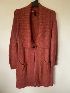 TAKING SHAPE LONG SLEEVE WIDE COLLAR OPEN FRONT ORANGE CARDIGAN SIZE 14 16 AU - Picture 1 of 3