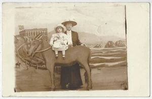 Studio Prop RPPC Cliff House, San Francisco, California - Pretty Girl on Donkey - Picture 1 of 2