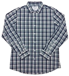 MIZZEN + MAIN Long Sleeve Button Shirt Green Blue Red Plaid XL Trim Fit - Picture 1 of 7