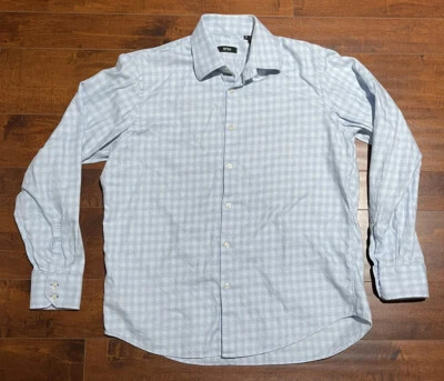 Hugo Boss Mens Size 17 43 Long Sleeve Button Down Shirt Light Blue 100% Cotton - Image 1 of 4