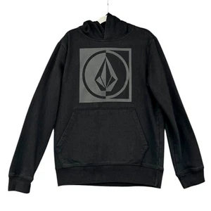 Volcom Black Pullover Kangaroo Pocket Logo Graphic Long Sleeves Hoodie Small - Picture 1 of 7