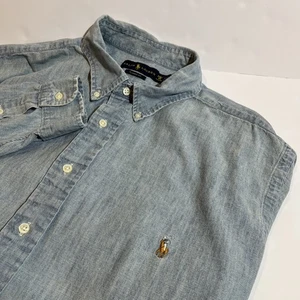 Ralph Lauren Mens Chambray Denim Long Sleeve Shirt 2XB Button-Down Classic Fit - Picture 1 of 9