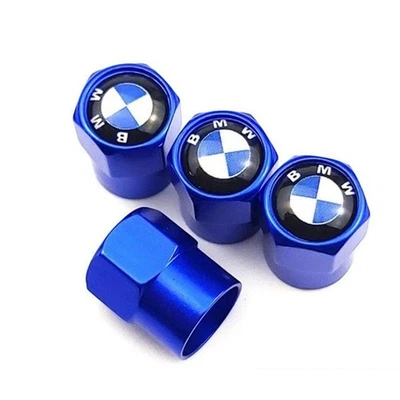 Compatible con BMW 4 piezas Juego de tapas de vástago de válvula de neumático de aluminio anodizado azul Foto 1 de 4