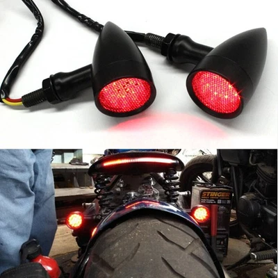 Luz trasera LED de freno de bala negra para motocicleta para Bobber Café Foto 1 de 4