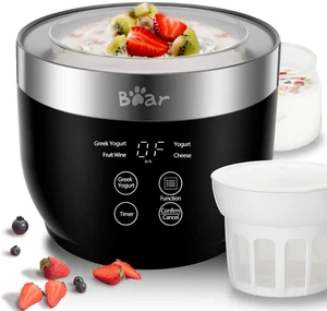 Bear Yogurt Maker, Greek Yogurt Maker Machine with Strainer and Timer Control, S - Picture 1 of 12