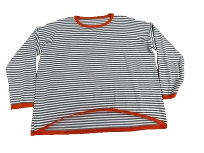 Womens White Grey Orange trim Striped Long Sleeve Sweater 3x runs small NWOT New - Image 1 of 4