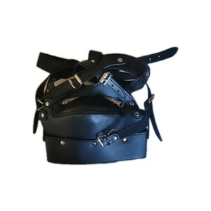 Bondage Gimp Head Harness Riding Hood Mouth Gag Mask Restraint Slave SM - Picture 1 of 2