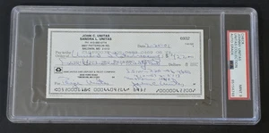 JOHNNY UNITAS Signed Personal Check-HALL OF FAME-BALTIMORE COLTS-PSA 9 Auto - Picture 1 of 7