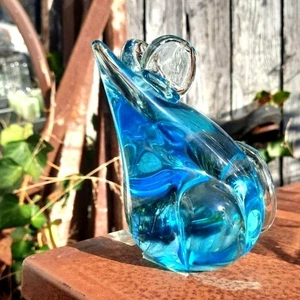 MCM 1940s Murano Ice Blue Glass Mouse Rat Handmade Handblown Executive Paperweig - Picture 1 of 7