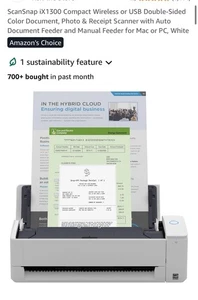 ScanSnap iX1300 Wireless USB Double-Sided Document Scanner - Picture 1 of 4