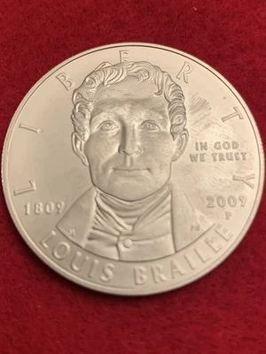 2009 P Louis Braille Commemorative Silver Dollar - Image 1 of 4