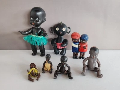 LOTTO bambola celluloide bambolotto moretto feletti vintage doll - Immagine 1 di 4