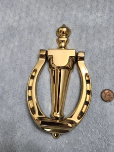 Brass Horseshoe Door Knocker NOS - Picture 1 of 2