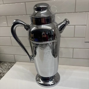 Vintage 12" Martini Cocktail Shaker Ausgießer EPNS Art Deco Chrom geätzt Bar Ware - Bild 1 von 9