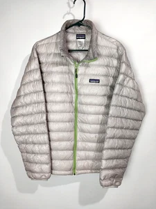 Vintage Patagonia Gänsedaunen Pullover Jacke durchgehender Reißverschluss silber Puffer Herren M - makellos - Bild 1 von 8