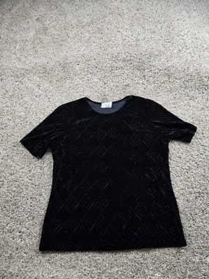 Blusa de veludo Gemilli vintage feminina grande preta caprichosa romântica básica Y2K - Imagem 1 de 4