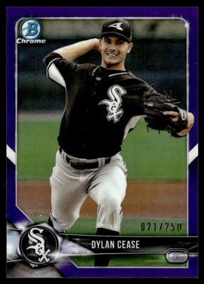 2018 Bowman Chrome Prospects Purple Refractor Dylan Cease 021/250 Chicago White - Image 1 of 2