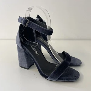 Zapatos Anne Michelle Terciopelo Tacón Bloque Plata Tirantes Sandalia Ocasión Talla 3 36 - Imagen 1 de 8
