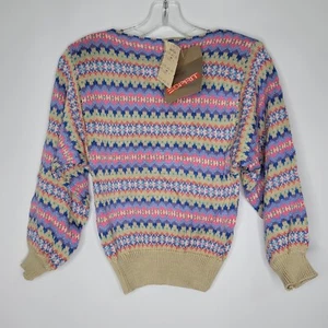 Vintage ESpirit Women's Small Knitted Acrylic Pullover Colorful Sweater - Picture 1 of 9