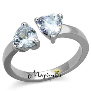 Anillo promesa/puño de acero inoxidable de circonio en forma de corazón de 1,48 quilates para mujer talla 5-10 - Imagen 1 de 6