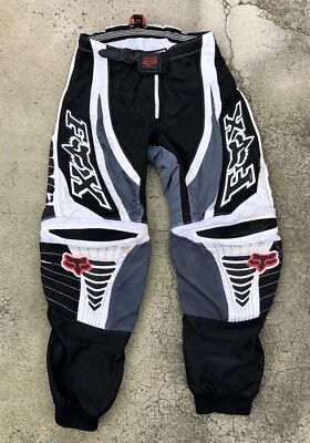 Antiga Calça Fox Racing 360 Tamanho 28 Preto Branco Logotipo Motocross MX Dirtbike Moto - Imagem 1 de 4