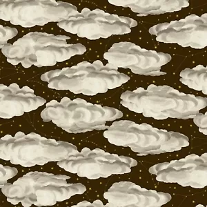 Cloud Fabric By The Yard BTY, Charcoal Cloud w/Metallic, 51758M-1, TheFabricEdge - Picture 1 of 1