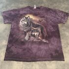 Delta Pro Weight T Shirt Men's Size M Purple Plum Tie Dye Wolf Nature Scene