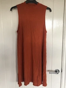 Womens Topshop Orange Stretchy Long Top Tunic Dress Size 10 - Picture 1 of 2