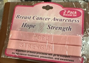Breast Cancer Awareness Silicone Rubber Wristbands bracelet HOPE strength Pink - Picture 1 of 1