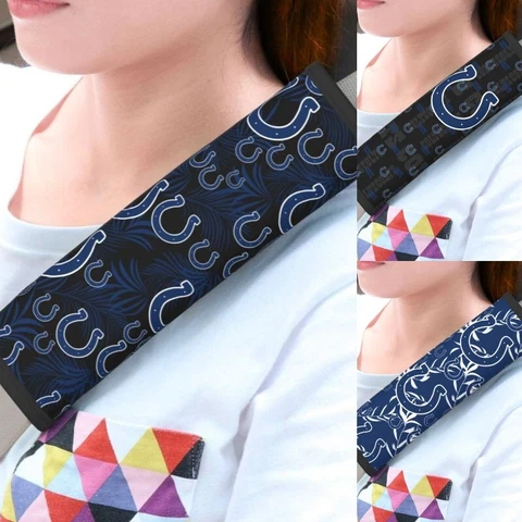 2pcs Indianapolis Colts Car Seat Belt Pad Shoulder Pad Cover Comfortable Driving Cover