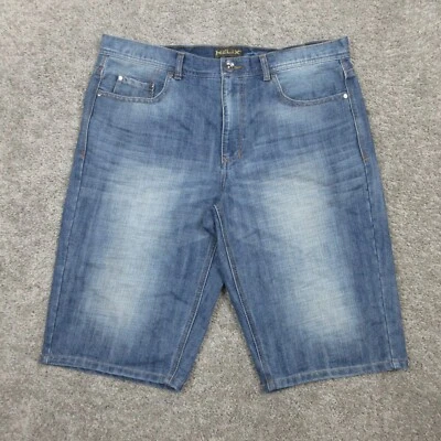 Pantalones Cortos Helix Para Hombres 34 Azul Suelto 13" Denim Pantalones Cortos Relajados Confort Desvanecimiento Y2K Hip Hop Foto 1 de 4