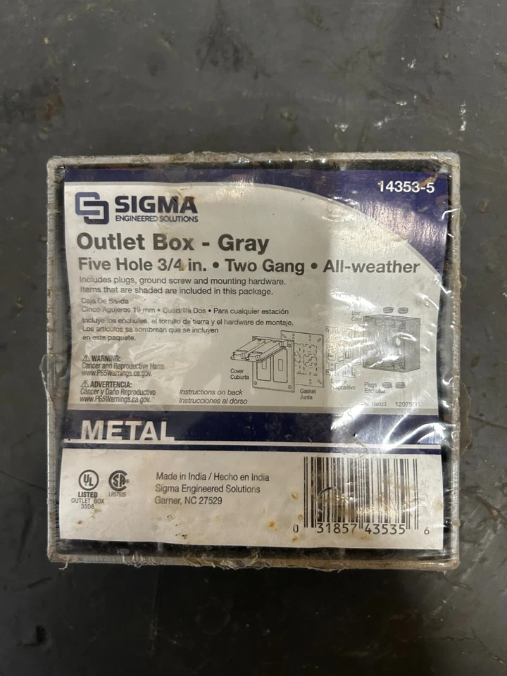 SIGMA GREY OUTLET BOX # 14353-5 - Image 1 of 1