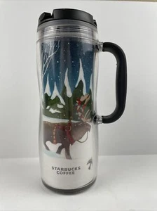 Taza de viaje Starbucks 2008 12 oz brillo reno y trineo Navidad - Imagen 1 de 14