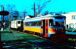 KODACHROME SLIDE SEPTA RED ARROW TROLLEY #85 & SWEEPER #4 MARCH 1982 - Picture 1 of 1