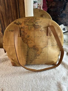 Alviero Martini 1a Classe Geo Map Print Soft Travel Bag / Shoulder Bag - Picture 1 of 9