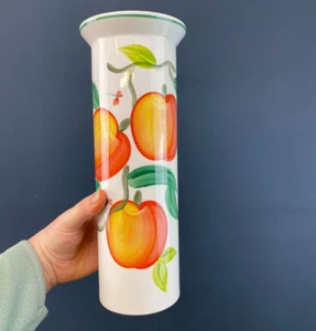 TALL PORTMEIRION 'PEACH TREE' HAND PAINTED UTENSILS POT VASE - Picture 1 of 6