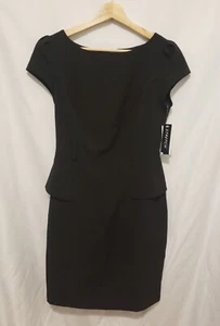 A Byer Sheath Dress Juniors Sz 9 Black Short Sleeve Zip Up Formal - Picture 1 of 13