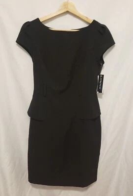 A Byer Sheath Dress Juniors Sz 9 Black Short Sleeve Zip Up Formal - Image 1 of 4