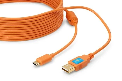 Latch and Lock 15 Foot (4.5M) USB-C to USB-A Gold Plated Orange Cable - Image 1 of 4