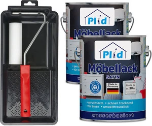 Möbellack Set 5L Weiß Satin / Türenlack Holzlack Spielzeugfarbe Acryllack Lack - Bild 1 von 9