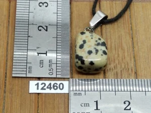 Pendentif JASPE DALMATIEN + cordon reglable mineraux pierre roulée reiki bijou - Picture 1 of 1