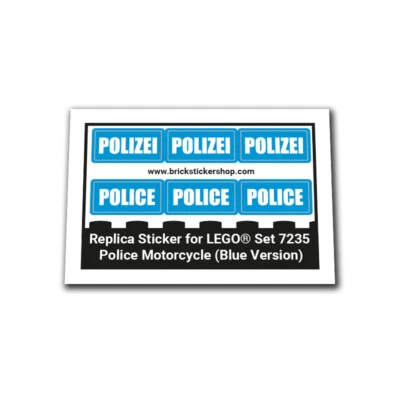 BRICKSTICKERSHOP Adesivo di ricambio per set 7235 - Moto della polizia (versione blu)