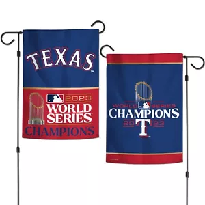 TEXAS RANGERS 2023 WORLD SERIES CHAMPS 2 SIDED GARDEN FLAG 12"X18" YARD BANNER - Picture 1 of 1