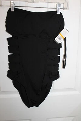 Traje de baño Kenneth Cole Reaction tónico abdominal 1 pieza NEGRO con recortes laterales PEQUEÑO Foto 1 de 4