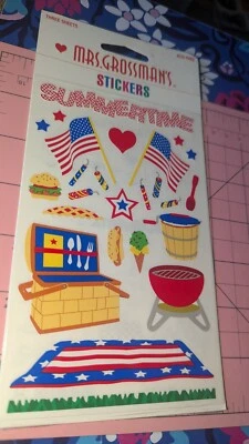 Vintage Mrs Grossman Stickers Summertime Fourth Of July Barbecue Picnic 3 Sheets - Image 1 of 3