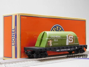 LIONEL GOLD MEDAL MILK FLATCAR W/ MILK CONTAINER O GAUGE farm train 2328060 NEW - Picture 1 of 8