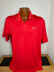 Men's Tiger Woods Collection Nike Dri Fit S/S Polo/Golf Shirt Large L Orange