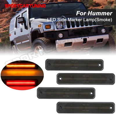 For 03-09 Hummer H2 4PC Amber+Red LED Side Marker Lights Signal Lamps Set Smoked Foto 1 de 4